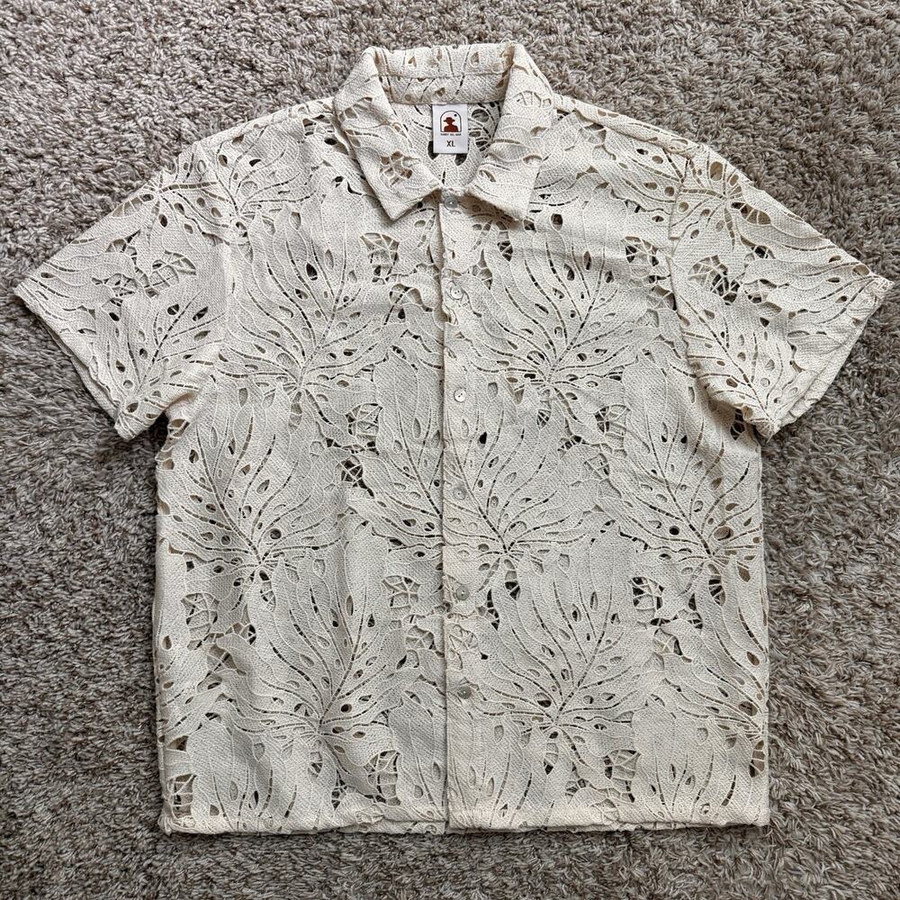 Dandy Del Mar The Monstera Shirt - Scallop - Button Up SS Shirt Men’s Size XL